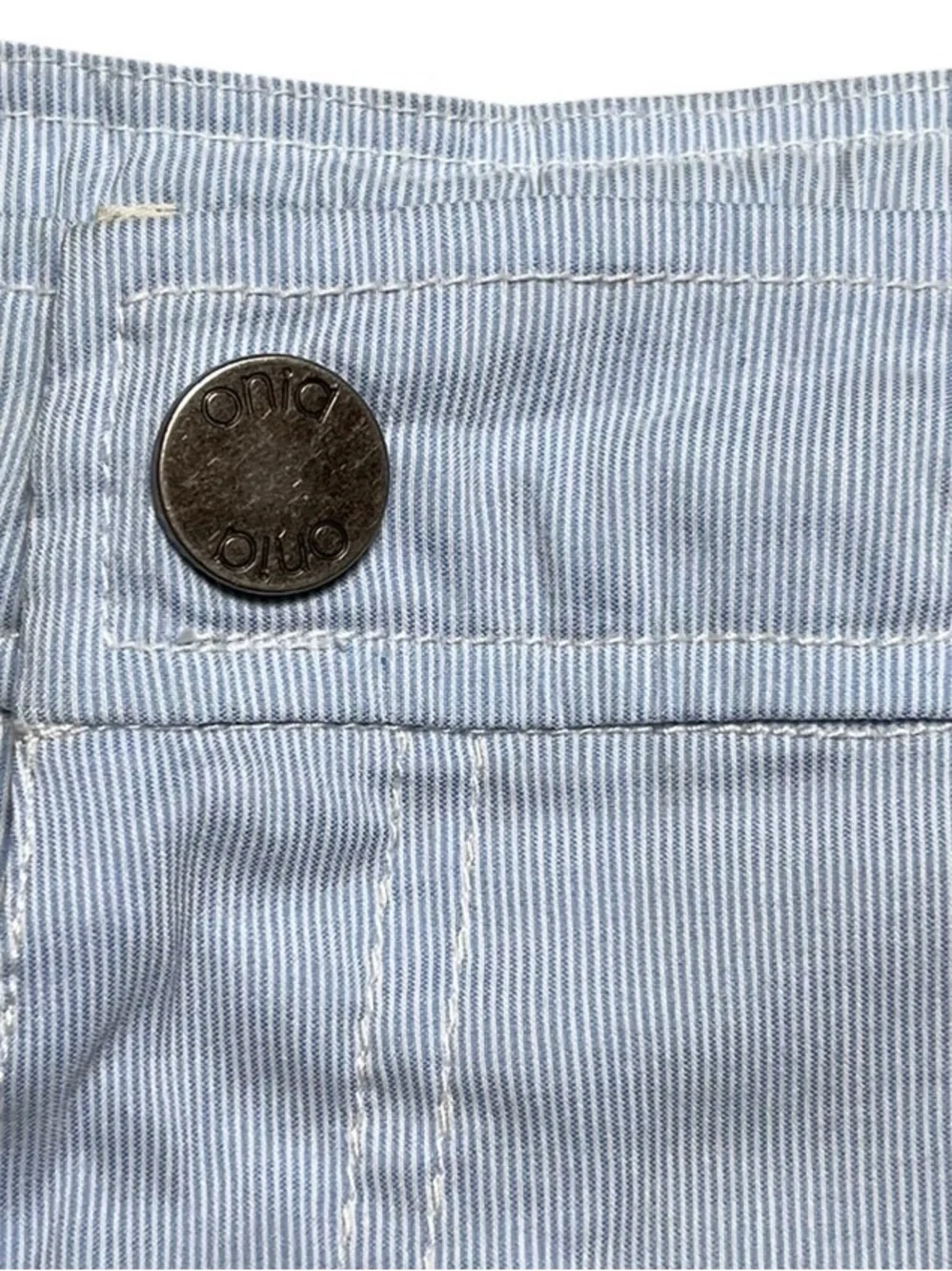 Onia Calder Blue & White Stripe Swim Trunks Size 34 | 7.5” Inseam